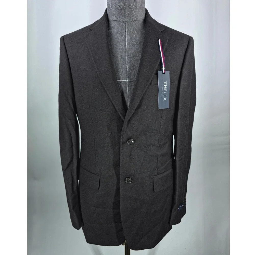 Tommy Hilfiger Sport Coat Mens 38L Dark Brown THFlex Wool Quiet‎ Luxury Polished